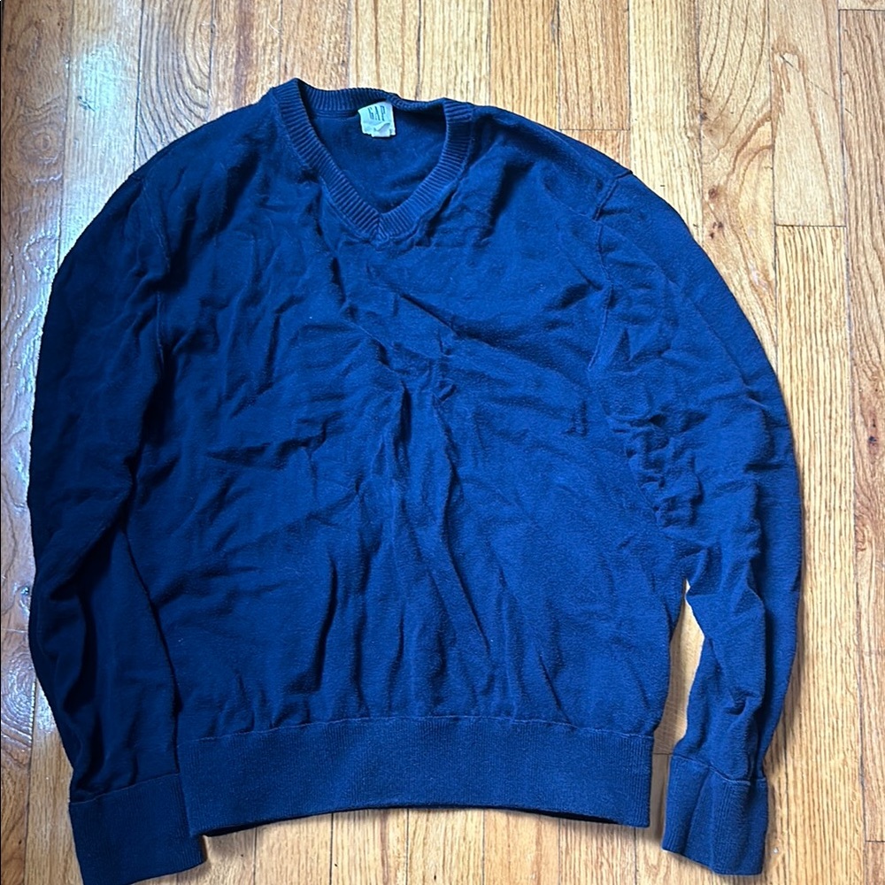 GAP Blue V-Neck Sweater Classic Knit
